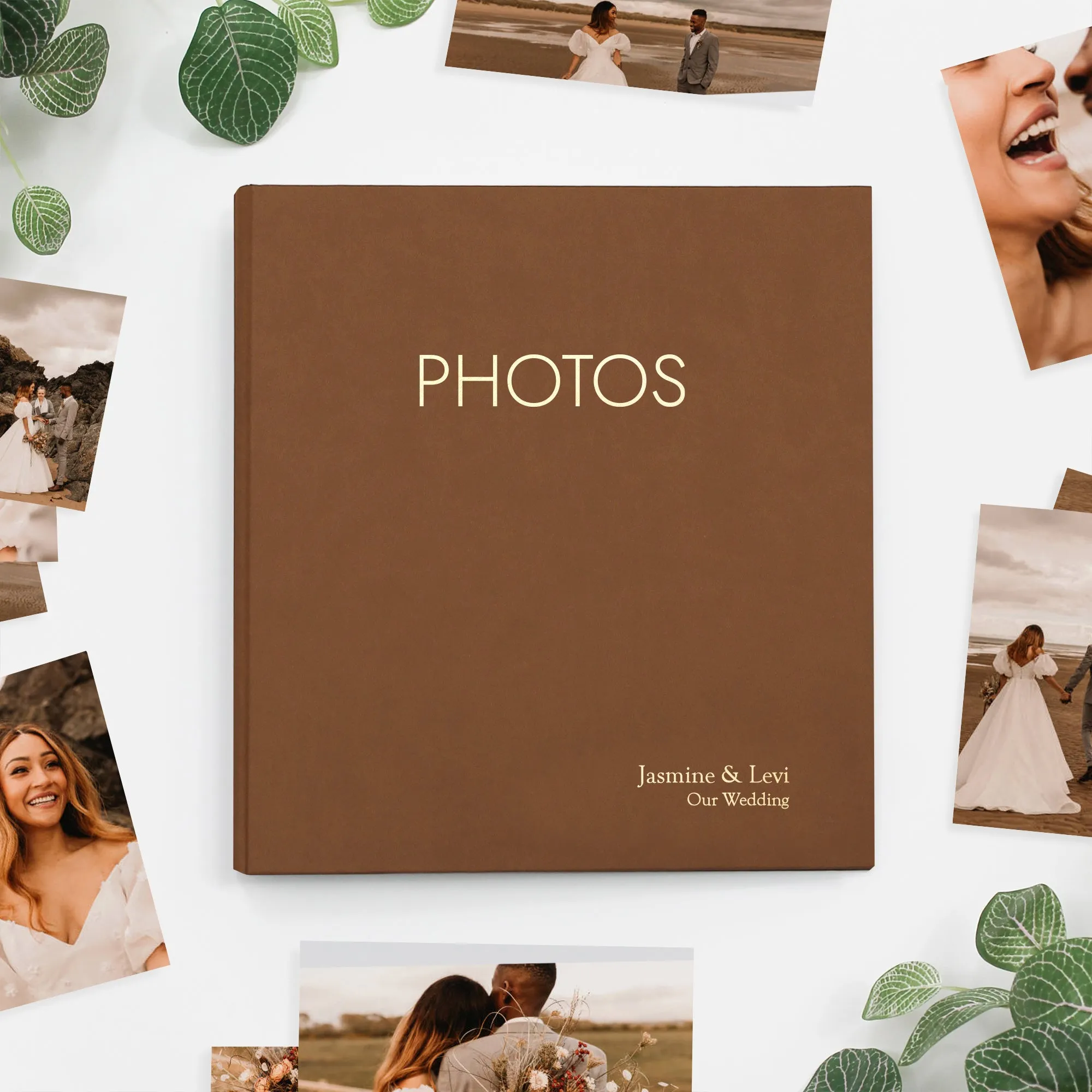 Medium Photo Binder For 4x6 Photos | Cover: Light Brown Vegan Leather | Available Personalized