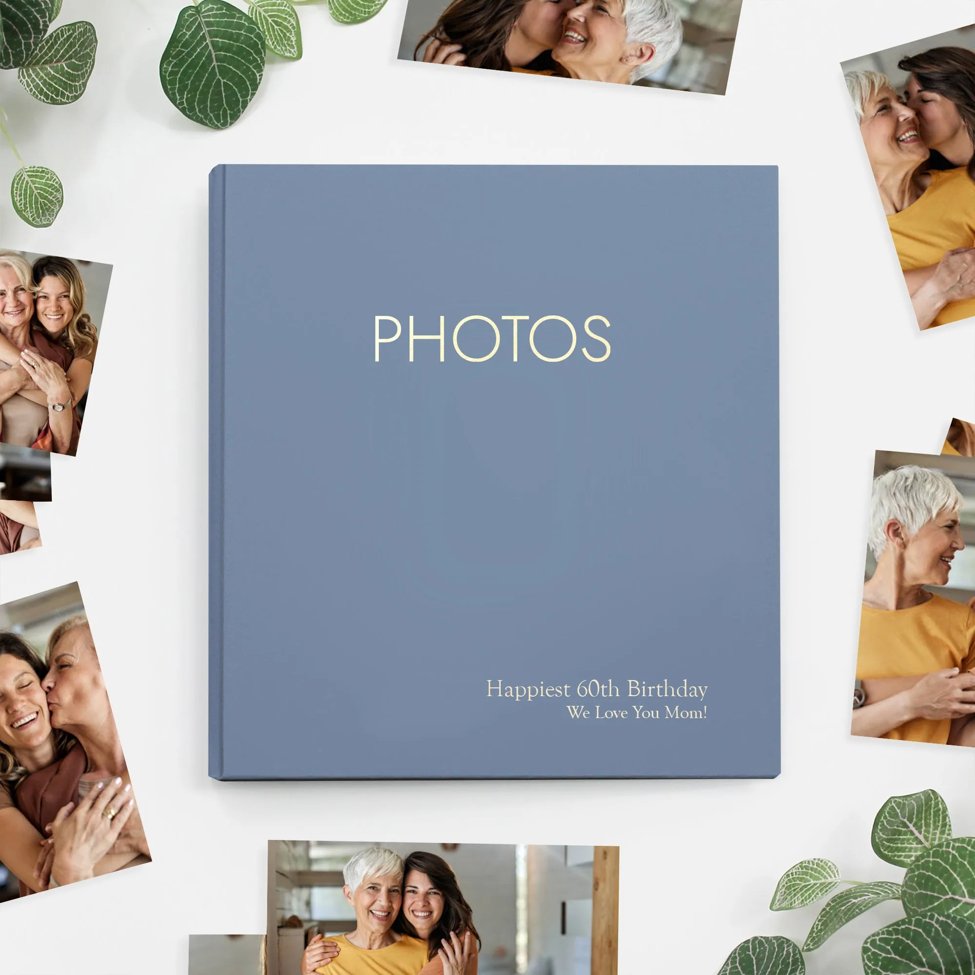 Medium Photo Binder For 4x6 Photos | Cover: Ocean Blue Vegan Leather | Available Personalized