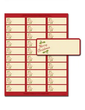 Merry Christmas 30-Up Address Labels - 5 Sheets/150 Labels Total - 1" x 2.625" (blank labels) (2014072)