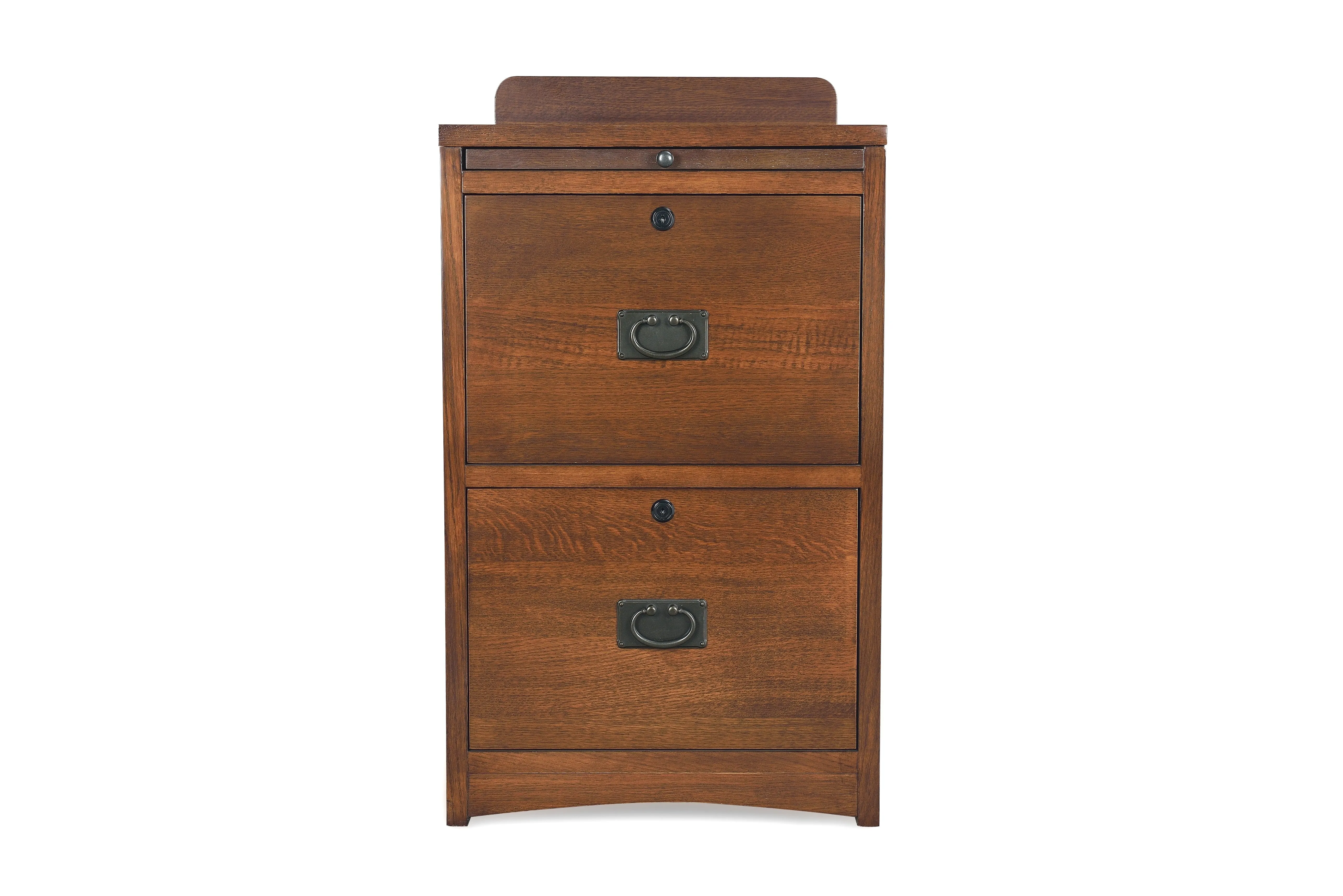 Mission Oak 2 Drawer File Cabinet w/ Writing Tray - Walnut