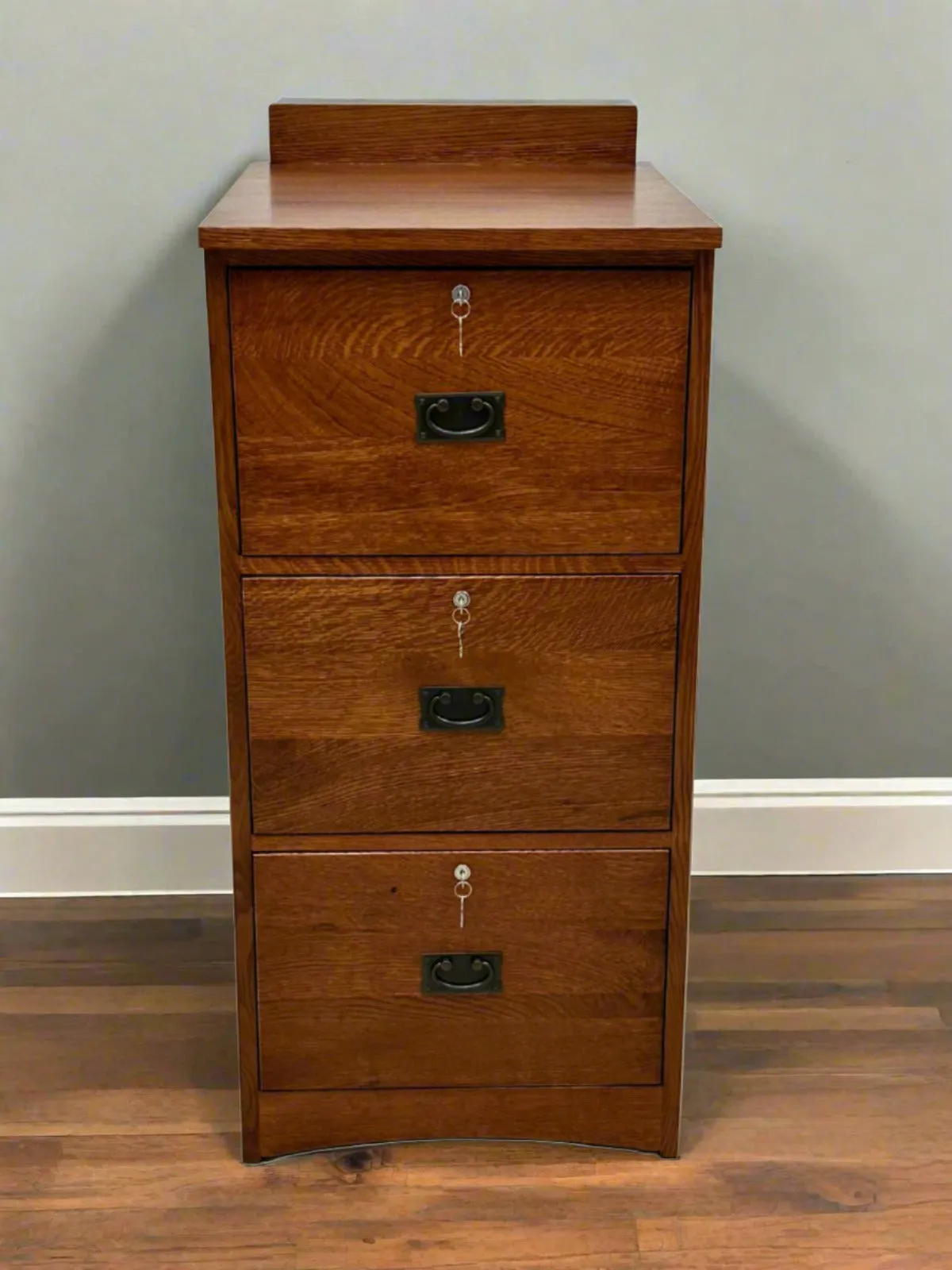 Mission Solid Oak 3 Drawer File Cabinet