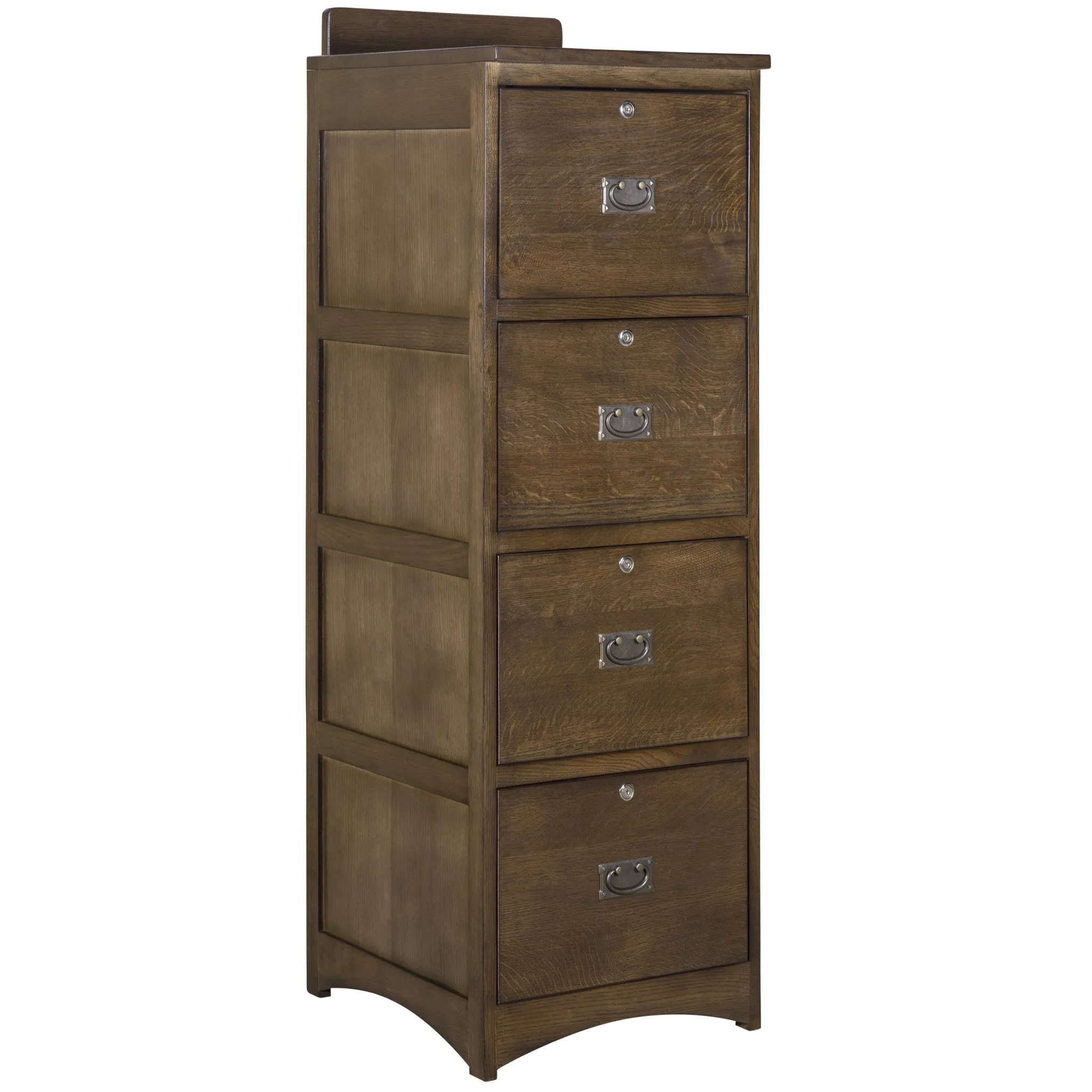 Mission Solid Oak 4 Drawer File Cabinet - Walnut