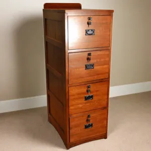 Mission Solid Oak 4 Drawer File Cabinet