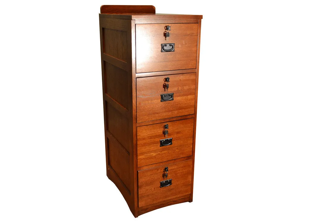 Mission Solid Oak 4 Drawer File Cabinet