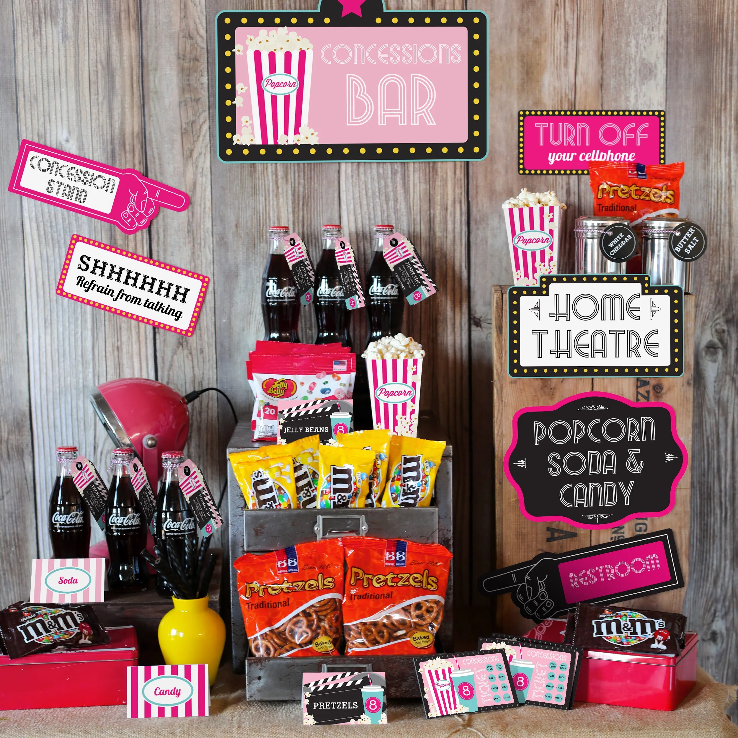 Movie Night Party Concession Stand | Girls Movie Night Candy and Soda Store