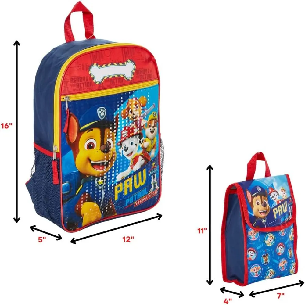 Paw Patrol Large Backpack Lunch Bag 5pc Set