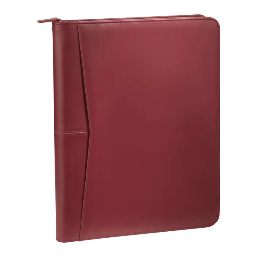 Pedova Zippered UltraHyde Branded Padfolios, Red