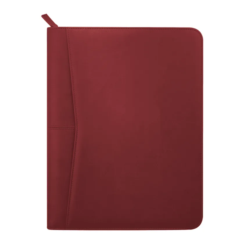 Pedova Zippered UltraHyde Branded Padfolios, Red