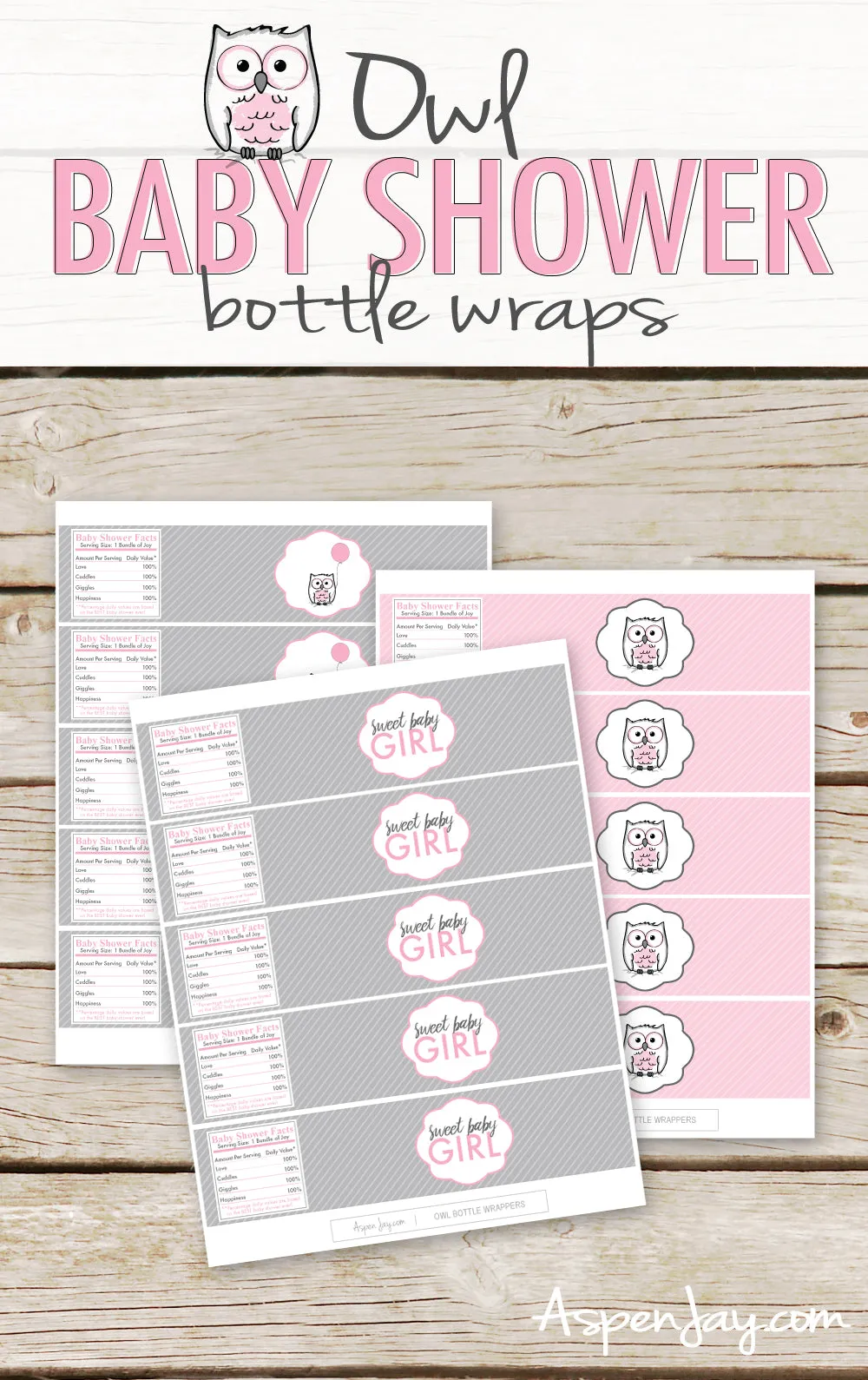 Pink Owl Bottle Labels