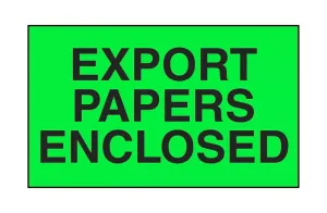 "Export Papers Enclosed" Label - 3 x 5"