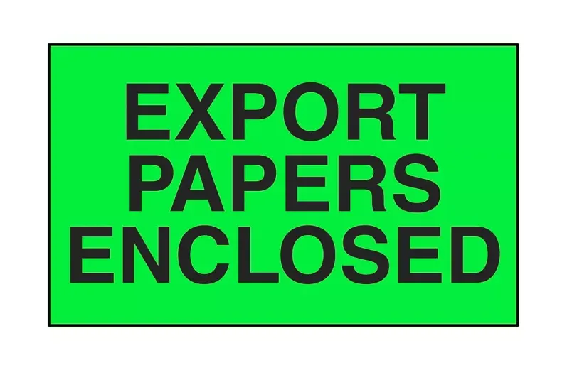 "Export Papers Enclosed" Label - 3 x 5"