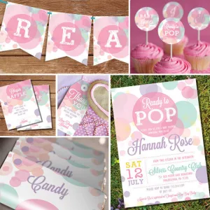 Ready To Pop Baby Shower Decorations For A Girl | Girl Baby Shower Invitation