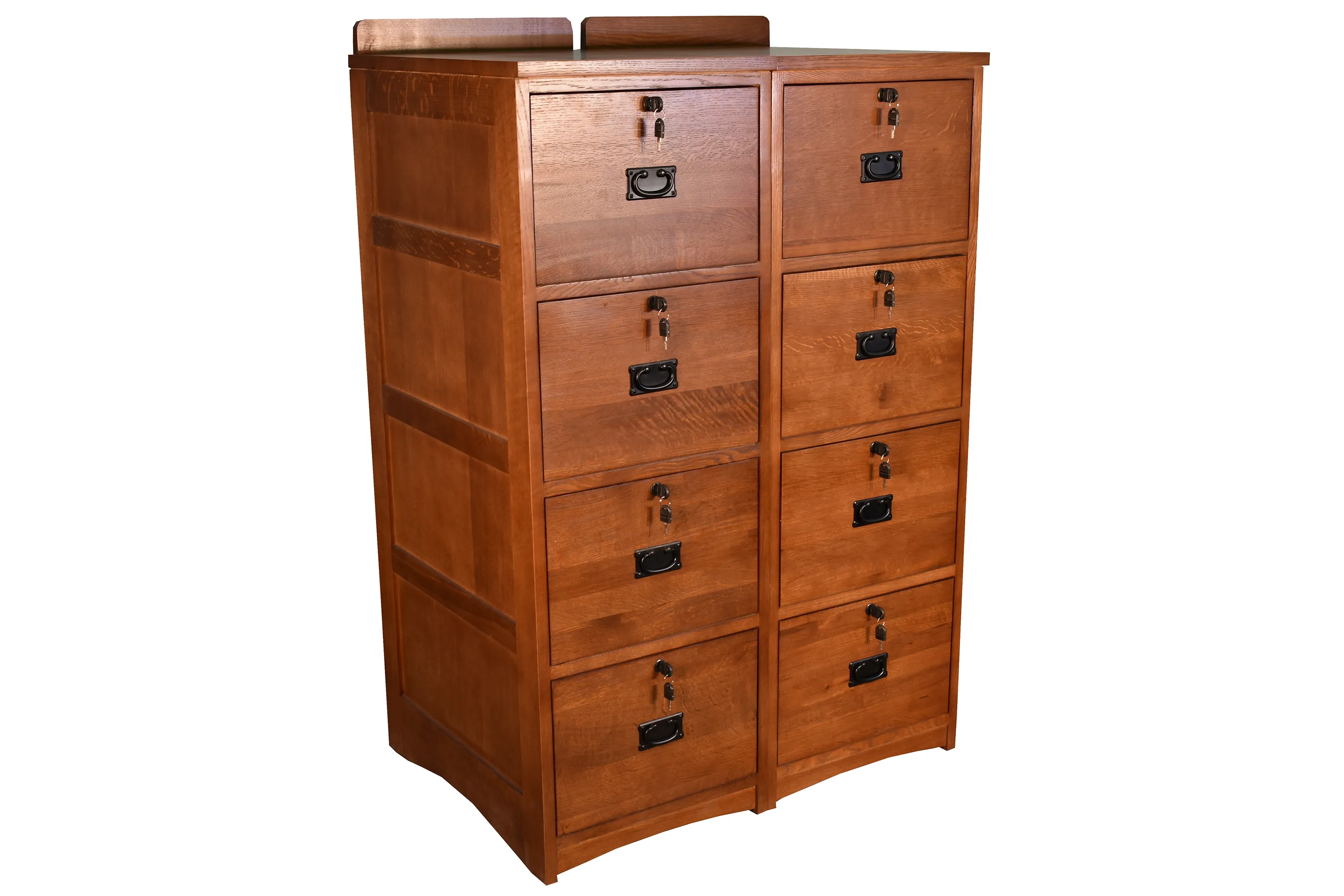 Set of 2 Mission Solid Oak 4 Drawer File Cabinet