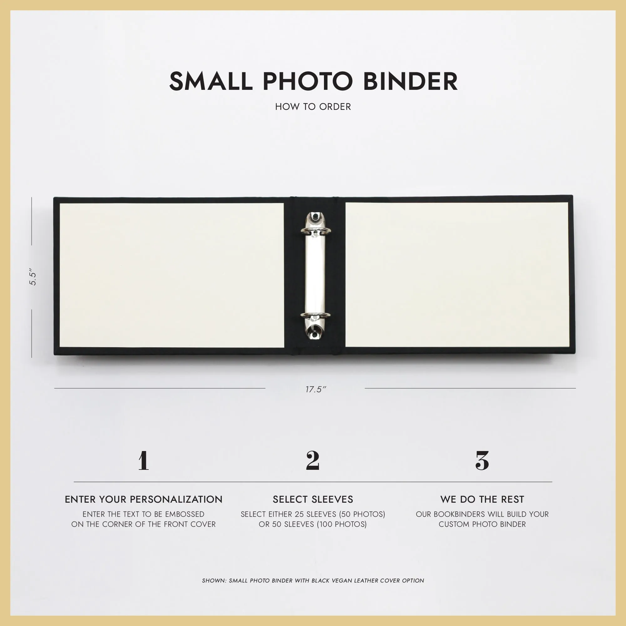 Small Photo Binder | for 4x6 Photos | with Black Silk Cover