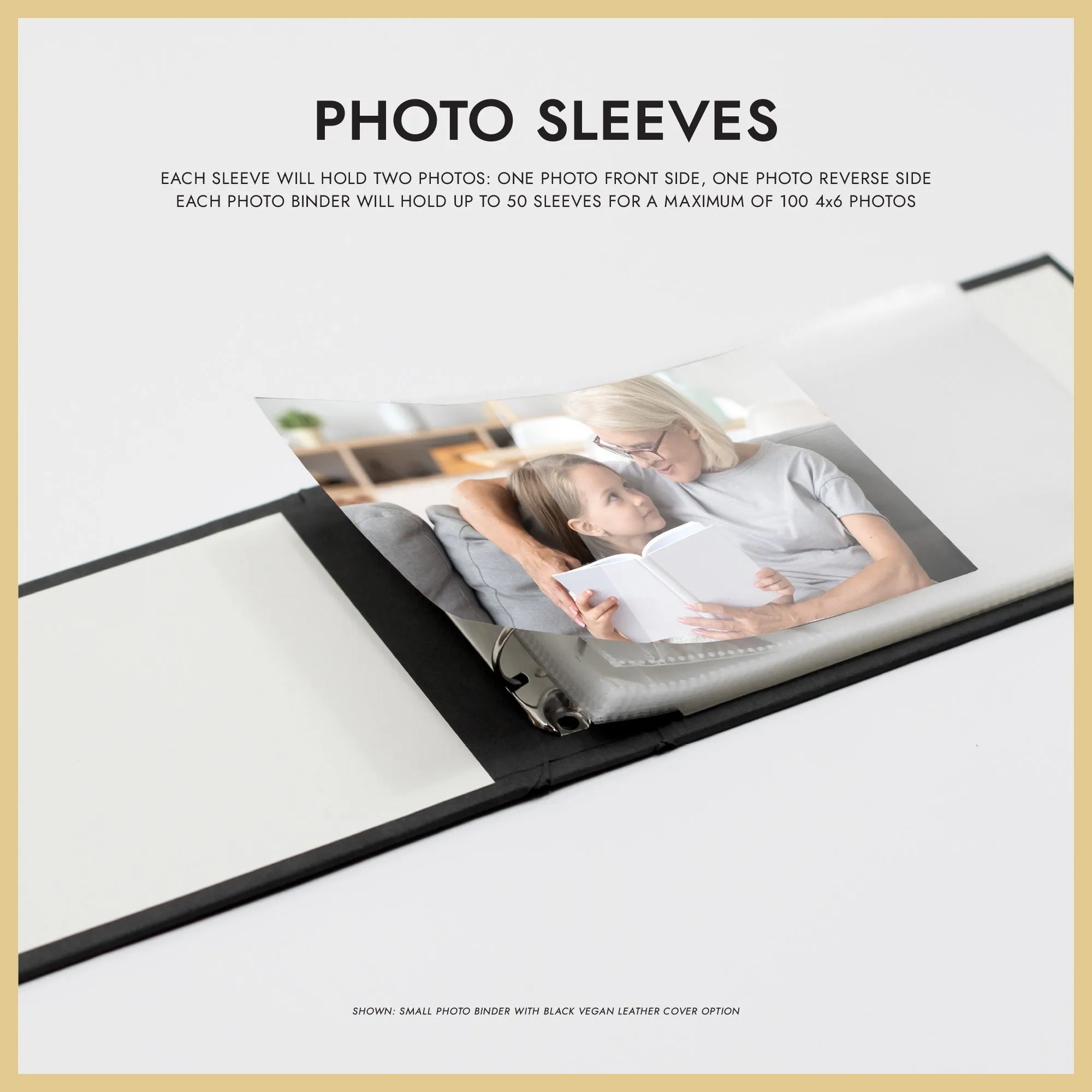 Small Photo Binder | for 4x6 Photos | with Black Silk Cover