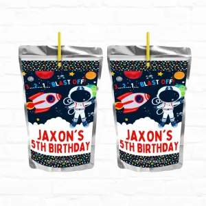 Space Birthday Astronaut Personalized Juice Pouch Labels|Printable File