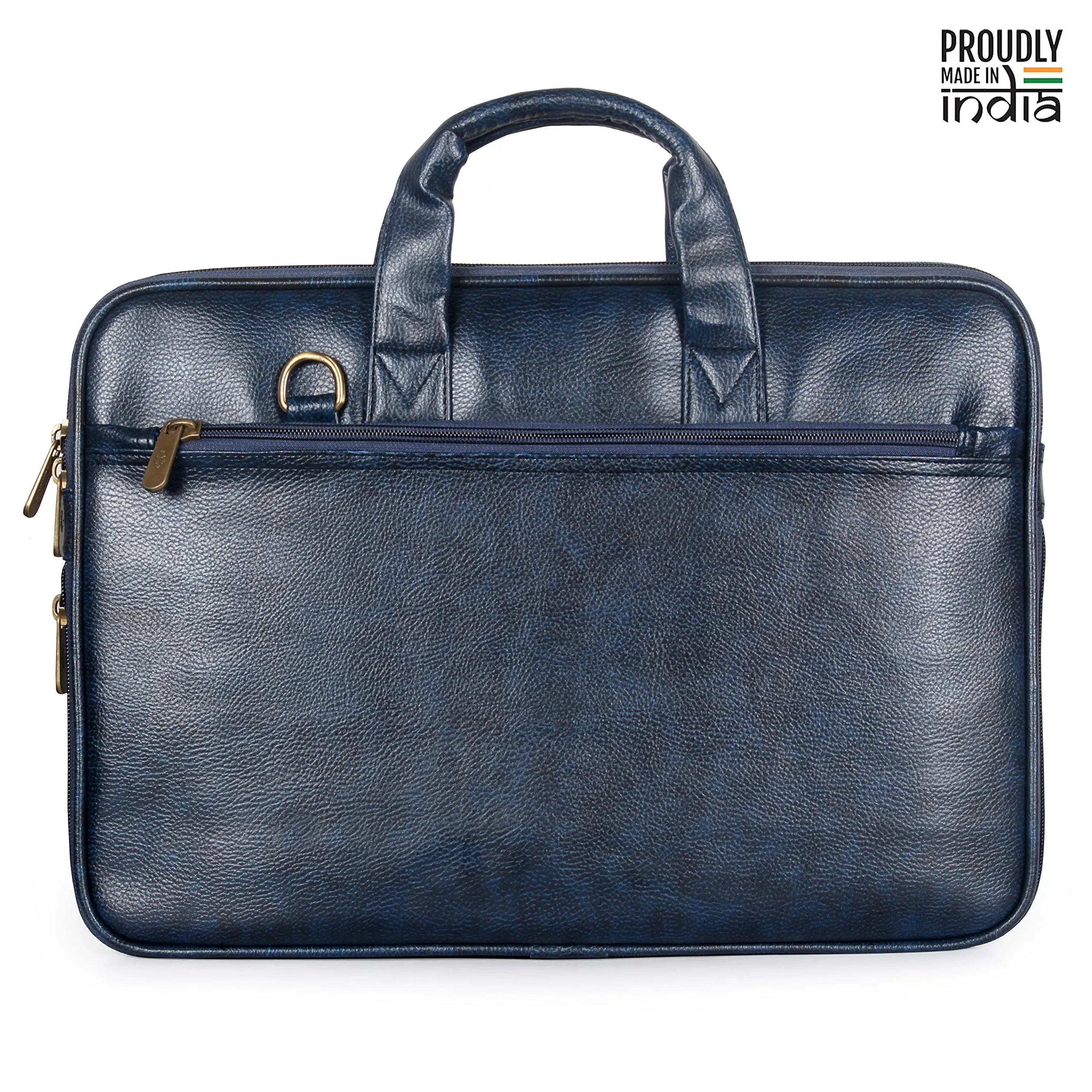 THE CLOWNFISH Cadmus Faux Leather Slim Expandable 12 inch Laptop Messenger Bag Laptop Briefcase (Blue)