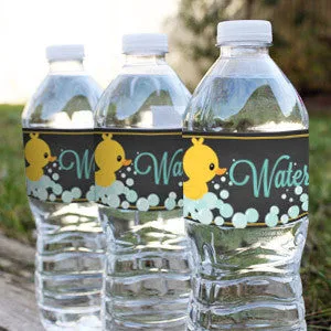 Unisex Rubber Duck Baby Shower Water Bottle Labels