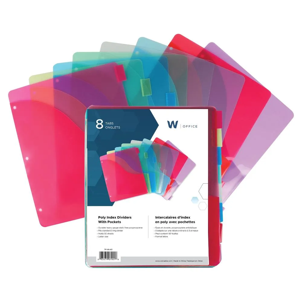 Winnable Poly Index Dividers with Pockets 8-Tab